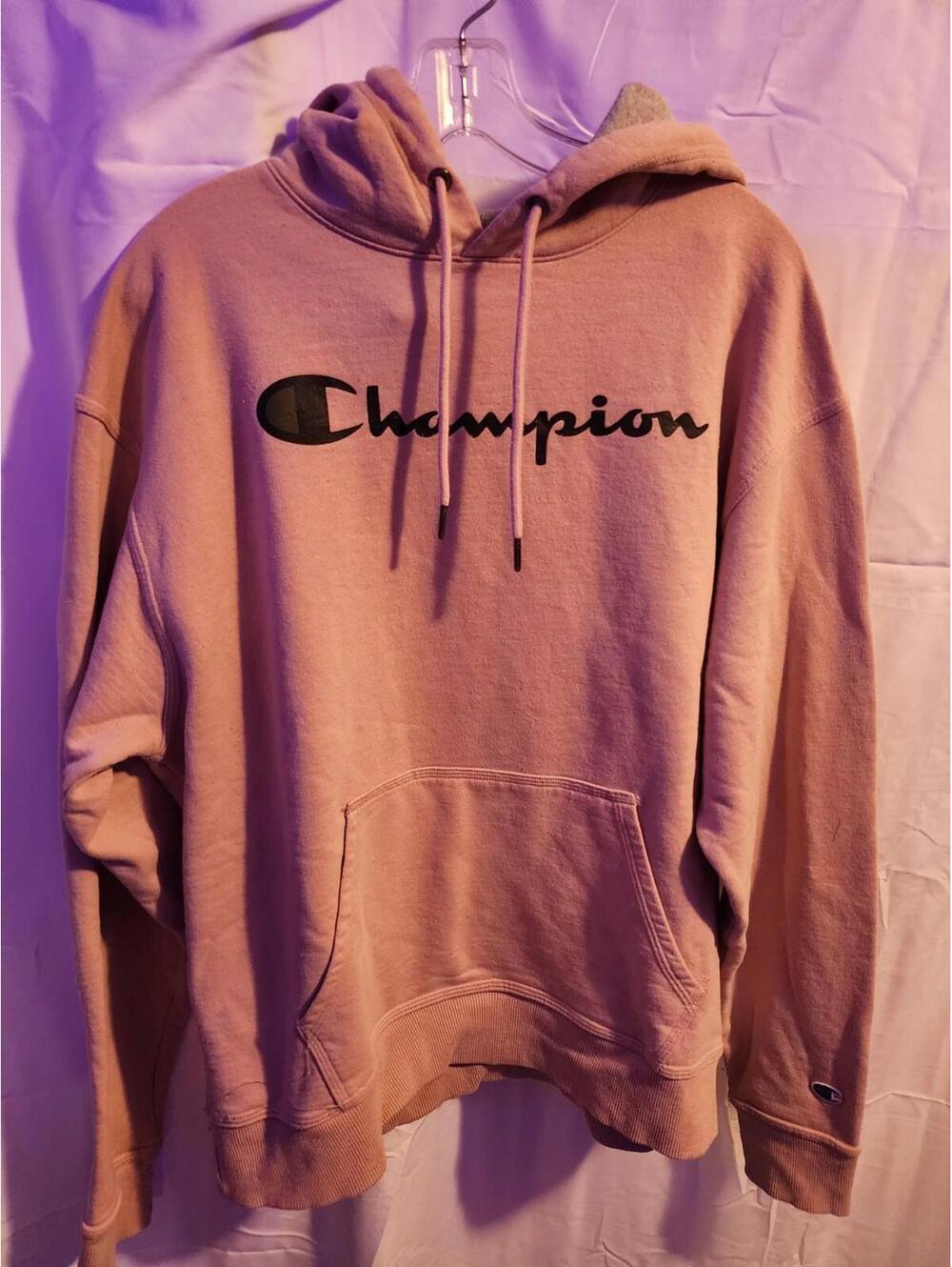 Womens Pink Champion hoodie in Size Large. Oversized. Lived in. Good condition.